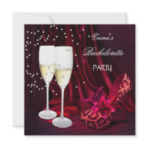 Bachelorette Party Red Leopard Black Shoes Personalized Invite