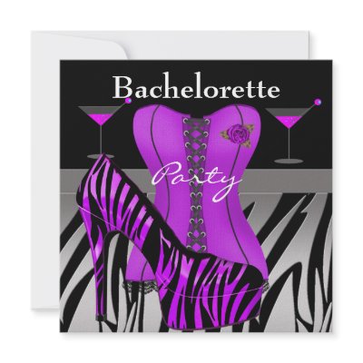 Bachelorette Party Shoes Purple Zebra Corset Personalized Announcement by Zizzago