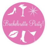 Bachelorette Party Style Icons Envelope Seal Round Stickers