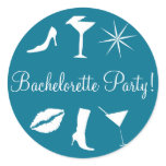 Bachelorette Party Style Icons Envelope Seal Round Sticker