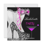 Bachelorette Party White Corset Pink Leopard Custom Invites