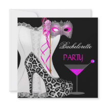 Bachelorette Party White Corset Pink Leopard Custom Invites