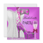 Bachelorette Party White Corset Pink Zebra Shoes Custom Invitation