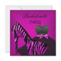 Bachelorette Party Zebra Pink Black Dress Personalised Invitation