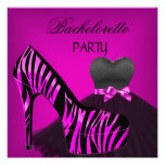 Bachelorette Party Zebra Pink Black Dress Personalised Invitation