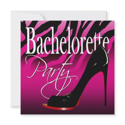 Bachelorette Zebra Sexy Stiletto Girls' Night Out Custom Invites by Special_Occasions