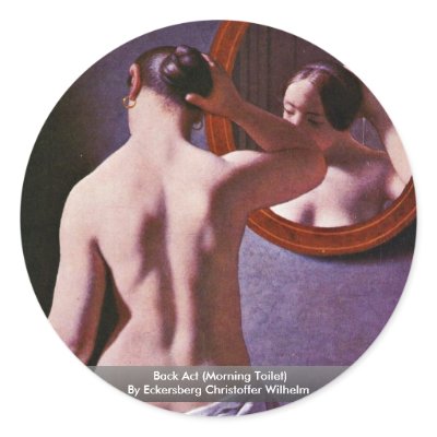 Back Act (Morning Toilet) Round Stickers by Artcollection