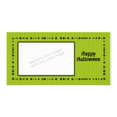 Back and Green Halloween Design Customised Photo Card by karanta