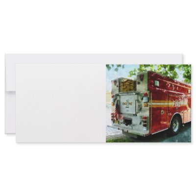 Back of Fire Truck Rack Card Design by SusanSavad