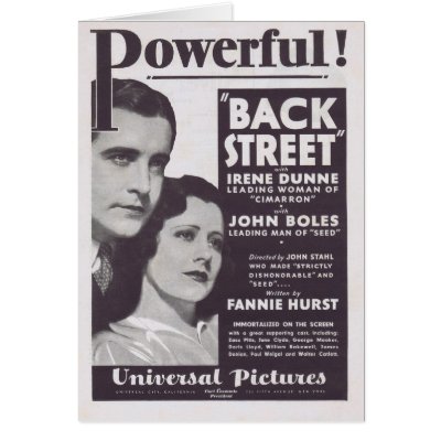 Back Street 1932 Irene Dunne movie ad Greeting Card by Jakestuff