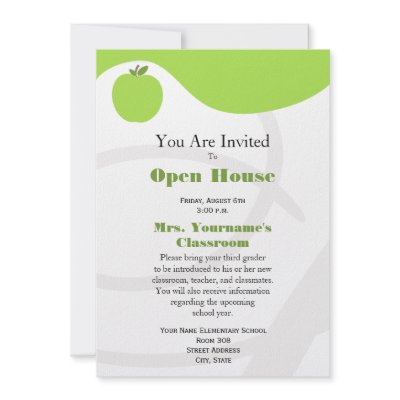 Back To School Open House Invitation - Green Apple by thepinkschoolhouse