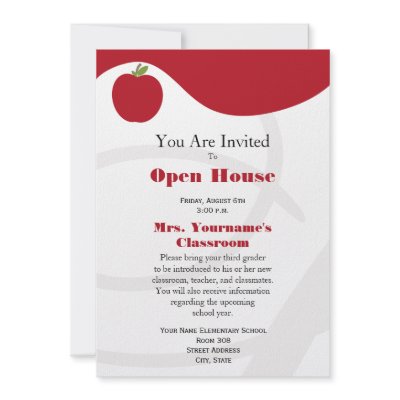 Back To School Open House Invitation - Red Apple by thepinkschoolhouse