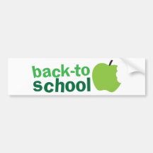 back to school with green apple bumper sticker