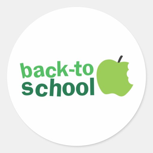back to school with green apple round stickers