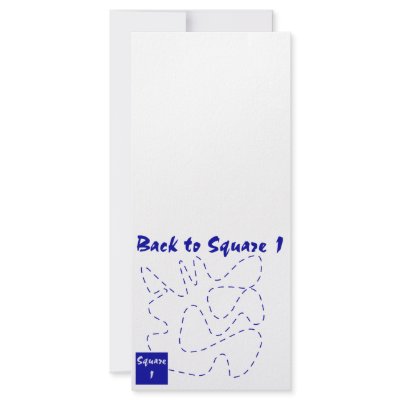 Back to square one funny t-shirts and gifts. rack cards by witnwhimsy