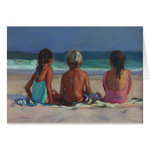 'Back to the Beach' - children enjoying the beach Greeting Cards