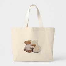 Back view of two Teddy bears hugging each other Canvas Bag