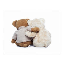 Back view of two Teddy bears hugging each other Postcards