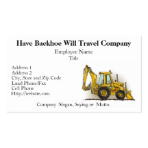 Backhoe Digger Construction Business Cards