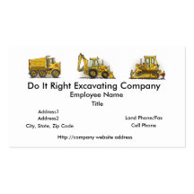 Backhoe Digger Construction Business Cards