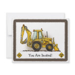 Backhoe Digger Construction  Kids Party Invitation