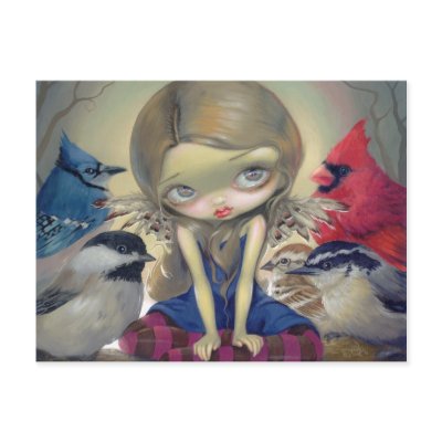 "Backyard Birds" Postcard by strangeling