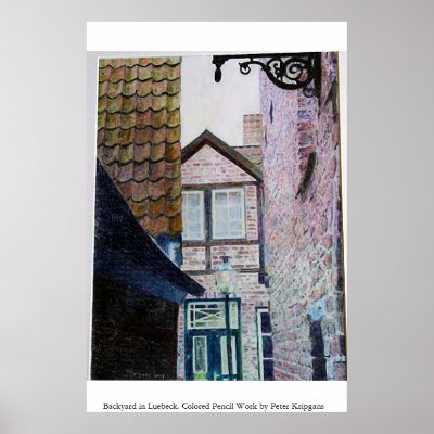 Backyard in Luebeck Print by petekrip