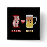 Bacon + Beer In Love (black bkgd) buttons