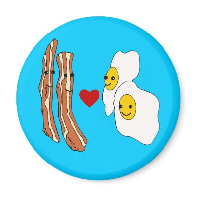Bacon Loves Eggs Funny Bacon Design Magnets by greenbaby