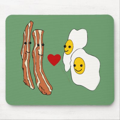 Bacon Loves Eggs Funny Bacon Design Mouse Mats by greenbaby