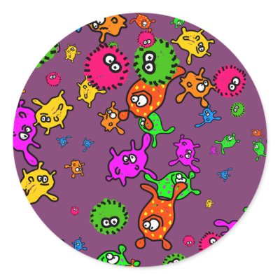 Bacteria Wallpaper Round Sticker by prawny