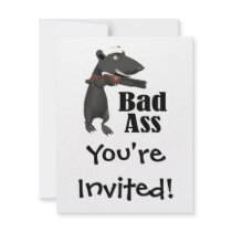 bad ass honey badger with a gun invitations