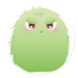 Bad Attitude Furry Monster Round Sticker