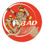 Bad Baby Skateboard Monkey Round Stickers