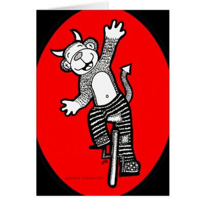 Bad Evil Monkey Riding Unicycle by PetiteFrite