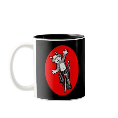 Bad Evil Monkey Riding Unicycle Coffee Mug by PetiteFrite