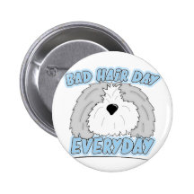 Bad Hair Day Sheepdog Button