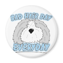 Bad Hair Day Sheepdog Magnet