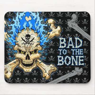 Bad to the Bone Skull Mousepads by Daniel_Luciani