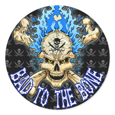 Bad to the Bone Skull Stickers by Daniel_Luciani