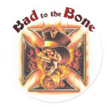 Bad to the bone round stickers