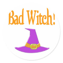 Bad Witch! Purple Hat Halloween Design Sticker