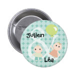 Badge naissance jumeaux fille garcon ballon