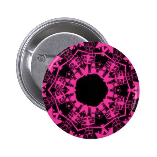 Badge psychédélique kaleidoscope rose et noir
