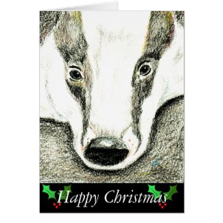 British Badger Christmas card (JZH10)