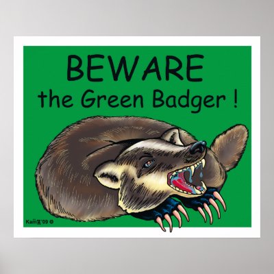 Badger_GREEN Print by FauxPawGrafix