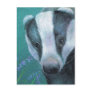 'Badger in the bluebell woods' postcard