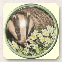 Badger on the Primrose Bank Drink Coaster