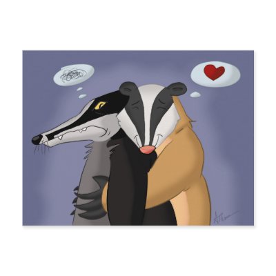 Badgers in Love Postcard by anwarart