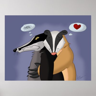 Badgers in Love Poster by anwarart